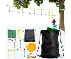 CatcherMy Stage dentraînement dobstacles, Enfant Balançoire Obstacle Cours descalade Ninja Warrior Training Equipment Kids Slackline Obstacle Amusant Slackline Monkey Bar Kit