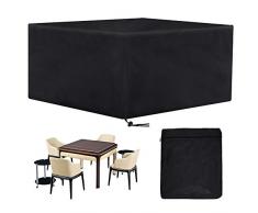 Wilxaw Housse Salon de Jardin, Housse de Meuble en Rotin Imperméable Pliable, Tissu Oxford Anti-Vent/Pluie/UV/Poussière Couverture de Protecteur de Table Dextérieur, 126 x 126 x 74cm (Carré)
