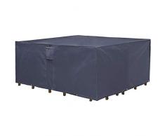 SONGMICS Housse pour mobilier de jardin, Bâche de protection pour table et chaises, 250 x 200 x 80 cm, en tissu Oxford 600D imperméable anti-décoloration, pour extérieur, terrasse, Gris foncé GFC92G