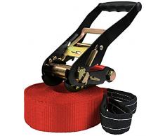 ALPIDEX Slackline 10 m Super Slackline pour Enfants (2 t), Couleur:Rouge