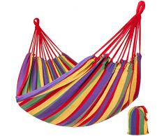tectake Hamac de Jardin Double - Surface de Couchage 210 x 150 cm - Charge Maxi: 200 kg - INCL. Sac de Transport - Multicolore -