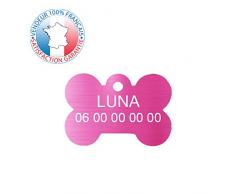 GRAVURE CONCEPT Médaille pour Chien et Chat | Médaille gravée Personnalisable | 1 à 2 Lignes (Rose, Os)