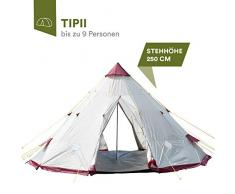 skandika Tippi 250 - Tente tipi Indien - 9 Personnes - Hauteur 2m50 Diamètre 4m60 - Beige/Bordeaux