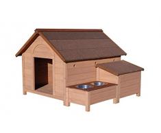 Niches en bois chien - Niche Chien Ontario en Bois Extra-Large + 2 Gamelles Inox