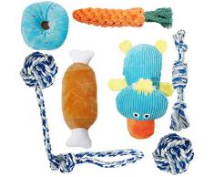 Toozey Jouet Chiot Chien- 7 Pcs Jouets Durables pour Chiens pour Chiots/Petits Chiens. Jouet à Mâcher Corde de Dentition pour Chiot et Jouet de Chien en Peluche avec Sac à Linge - Coton Naturel