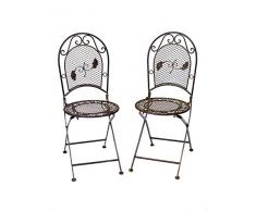 aubaho De Jardin 2X par 9 kg Chaise en Fer forgé Chaise Pliante Brun Style Antique