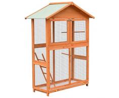 vidaXL Cage à Oiseaux Pin Massif et Bois de Sapin Volière Perroquet Canaris