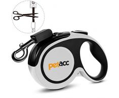 Petacc Laisse pour Chien Enrouleur, Laisse Rétractable 5M pour Chiens de Jusquà 50 kg avec Poignée Antidérapante,Réfléchissant Laisse pour Animaux de Compagnie Réutilisable,Frein à Une Main, Serrure