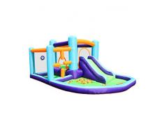 Château Gonflable pour Enfant - Aire de Jeux avec Toboggan, Piscine, Obstacles, Cible et Aire de rebonds - Paradise Land Surface 400x315x185 cm - souffleur et Sac de Rangement Inclus