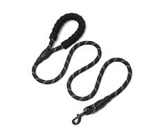 Laisse pour Chien en Nylon avec poignée rembourrée et des Fils réfléchissants,150 CM Solide Corde Laisse pour Chiens pour Grands ou Moyens Chiens Ddapté à Course à pied Jogging Randonnée(Noir)