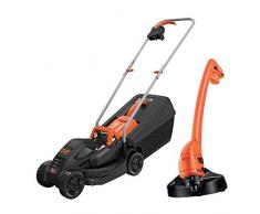 Black+Decker BEMW351GL2 Tondeuse à gazon électrique 1000 W 32 cm de largeur de coupe 3 positions de réglage de la hauteur de coupe 35 l avec coupe-herbe 200 W