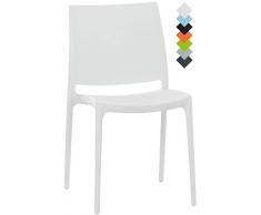 CLP Chaise de Jardin Maya en Plastique Empilable - Chaise de Cuisine Résistante aux UV, Chaise de Bistro - Charge Max. 160 kg: Blanc