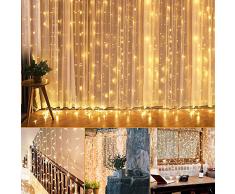 Rideaux Lumineux Extérieur et Intétieur, FOCHEA 3 * 3M 304LEDs IP44 Guirlande Lumineuse, 8 Modes d'Éclairage, Décor Noël, Parfait pour Patio, Café, Jardin, Terrasse, Toit, Chambre, Mariage, Fenêtre