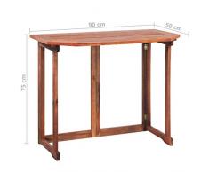 tidyard Table de Balcon Pliable Table Extérieur/Intérieur en Bois Bois d'Acacia Massif | Table de Jardin 90 x 50 x 75 cm