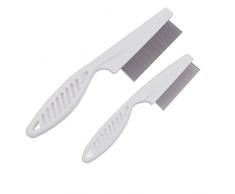 Runfon Peigne Anti puces pour Animaux de Compagnie Peigne Anti-poux en métal avec poignée et Points pivotant pour chein Chat etc