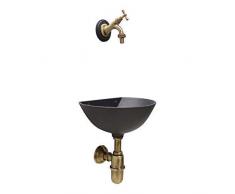 FONDERIA BONGIOVANNI Fontaine Murale 600 Gris Fonte avec Robinet 303B + Siphon en Laiton pour Maison et Jardin