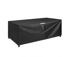 SONGMICS Housse pour mobilier de Jardin, Bâche de Protection pour Table et chaises, 213 x 132 x 70 cm, en Tissu Oxford 600D imperméable Anti-décoloration, pour extérieur, terrasse, Noir GFC213BK