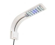 NICREW Lampe LED Ultra-Mince pour Petit Aquarium, Mini Lampe Pince Aquarium avec 24 LED Lumière Blanche et Bleue pour Aquarium de 30-40 cm, 10W (Blanche)