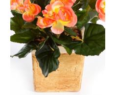 Bégonia artificiel 74 feuilles, 16 fleurs, saumon, 40 cm, Ø 30 cm - fleur artificielle / plante synthétique - artplants