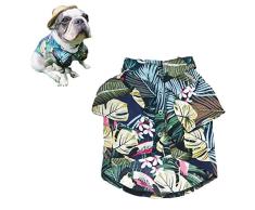 Meioro Vêtements pour animaux de compagnie chien vêtements confortable chien chemise style hawaïen station balnéaire style coton matériel chiot bouledogue français carlin (Blue-M)