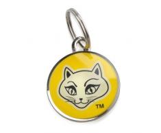 Cool Cat Visage de Chat médaille d'ID Gravable en inox (Jaune)