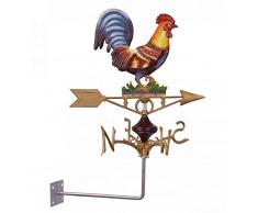 LHéritier Du Temps Girouette Colorée Murale avec 4 Points Cardinaux Motif Coq sur Une Flèche en Fonte Patinée Multicolore 45,5x60x65cm