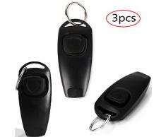 Clicker pour chien, clicker 3 pièces (noir), 2 en 1 - clicker pour dressage de chiens avec sifflet / clicker, outil de dressage pour chiens, chats, chevaux, oiseaux ou autres animaux de compagnie