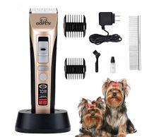 Tondeuse Chien - Rechargeable sans Fil Faible Bruit Ensemble Tondeuse pour Toilettage De Chiens Chats Coupe-Cheveux 4 Heure Dautonomie Moteur Puissant, Charge Rapide 5 Vitesse de Rotation Lécran LCD
