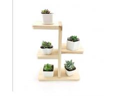 FCXBQ Support de Fleurs Balcon 3 Niveaux en Bois Massif de Salon avec étagère pour Plantes Plateau dintérieur pour bac à Fleurs au Sol (9,8 * 4 * 12,6 Pouces) au Sol (Couleur: Couleur Bois)