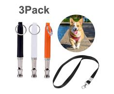 Johiux 3 Pack Sifflet Ultrason Chien avec Lanière, Sifflet Ultrasonique Ajustable, Sifflet Ultrason Professionnel pour Dressage de Chien. (Black+White+Orange)