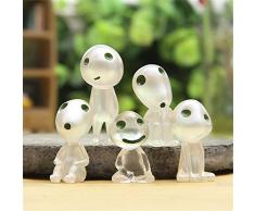 DIVISTAR 5 pcs/lot Princesse Mononoké Lumineux Arbre Elfes poupée Ornement Spirit Kodama Jardinage en Pot Décoration Micro Paysage Accessoires