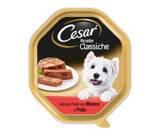 Cesar Recettes Classiques Nourriture pour Chien, Délicat Paté avec Bœuf et Poulet 150 g - 14 Plateaux