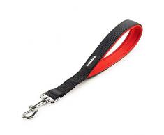 Kaka mall Laisse Chien Courte avec Poignée Rembourée pour Marcher au Pied(Noir 32CM)