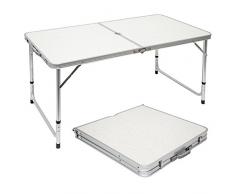 AMANKA Table de Camping Pique-Nique Pliable réglable en Hauteur 120x60x70cm en Aluminium Pliant Format Mallette Gris Clair