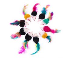 UEETEK 10 PCS Peluches Jouets pour animaux de compagnie Jouets à chat pour souris Jouets pour chat Cat Catcher avec plumes (couleurs aléatoires)