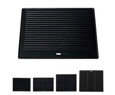 CLP Plaque de cuisson Barbecue en Fonte pour le Grille Électrique, à Gaz ou à Charbon - Plaque réversible: une Face Lisse et une Rainurée - Plaque de Grille noire en Différentes Tailles 41,3 x 30,5 cm