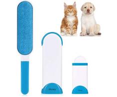 iHomy _Anti-poils brosse pour animal domestique - Brosse de nettoyage magique réutilisable pour enlever les poils d’animaux de compagnie avec Auto-nettoyage retirer Chien Chat Cheveux (Bleu)