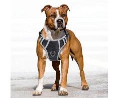 Idepet Pas de traction pour chien, 2019 harnais pour animaux de compagnie réfléchissants et réglables avec poignée souple Contrôle facile pour les chiens de taille moyenne