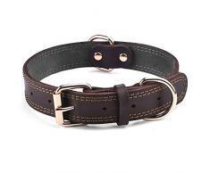 SLZZ Collier de Chien en Cuir personnalisé de Haute qualité personnalisé avec étiquettes didentification gravées sur la Plaque signalétique/Cuir véritable résistant au Toucher Doux/Adjustable