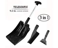 Worth Garden 3en1 Ensemble déneigement Amovible Grattoir à Glace Pelle à Neige Fouet Ensemble Hiver Noir