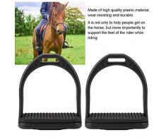 Etriers de qualité supérieure pour Selle Selle de sécurité légère pour Cheval de Selle Equitation Anglaise Flex Fillis Étrier de Cheval en Plastique Noir(Gros)