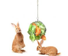 Hamkaw Balle De Foin Ronde Suspendue Distributeur dalimentation en Acier Inoxydable Mange Foin Mangeoire À Suspendre Jouet pour Chinchillas Hamster Rat Lapin Poulet Anti-Morsure avec Suspendu