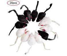 WENTS Souris en Peluche 20 Pièces Peluches Souris Fausse Fourrure Mixte ChargéJouets pour Chat Chaton Animaux Domestiques Toys