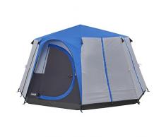 Coleman Tente familiale forme octogonale 8 personnes - 2 portes et 7 fenêtres - Imperméable et idéale pour un festival ou camping de luxe, Mixte, 2000030279, bleu/gris, 8 Personen