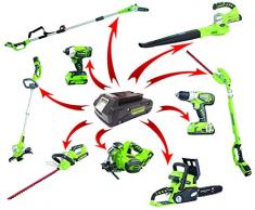 Greenworks Souffleur axial sans fil sur batterie 24V Lithium-ion avec batterie 2Ah et chargeur - 2402207UA