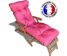 CALINUIT - Coussin Bain de Soleil Impermeable Reversible Fuchsia/Taupe PES Haute Qualite