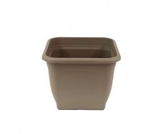greemotion Pot de fleurs carré en plastique 40 x 40 cm 25L - Pot pour plantes extérieures et intérieures - Pot de jardin couleur taupe