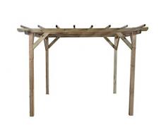 Classique Pergola Rectangulaire en Bois de Sapin pour le Jardin - Bois Traité en Autoclave - Mesures: H215cm x 300cm x 300 cm