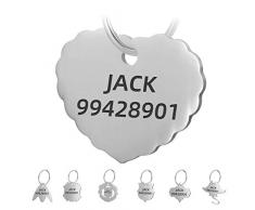 BKDZ Médaille Chien et Chat Identification Gravure Personnalisé Prénom Adresse Tel en Acier Inoxydable avec Service Gratuit de Gravure pour ,Nouveau Style(M, Coeur)