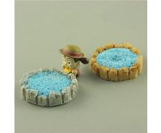 Chakil Mini Bassin Statue Jardin Féérique miniature Pierre Eau piscine figurine Micro Paysage plantes Ornements Maison de poupée DIY Accessoires de jardin Home Decor, Résine, Grey Pool, 4 * 4 * 1cm